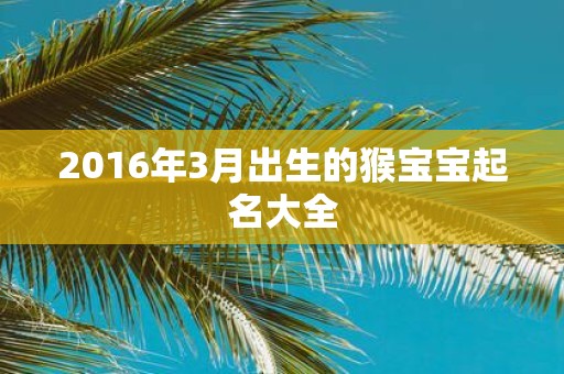 2016年3月出生的猴宝宝起名大全