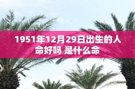 1951年12月29日出生的人命好吗 是什么命