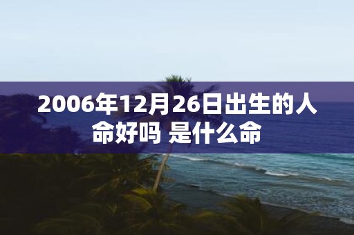 2006年12月26日出生的人命好吗 是什么命