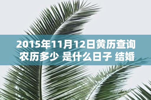 2015年11月12日黄历查询 农历多少 是什么日子 结婚吉时
