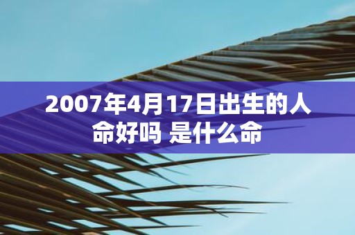 2007年4月17日出生的人命好吗 是什么命
