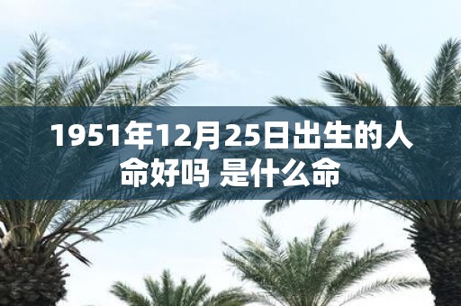 1951年12月25日出生的人命好吗 是什么命