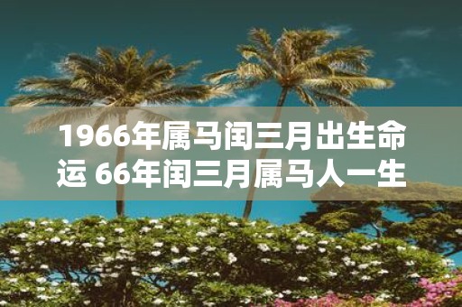 1966年属马闰三月出生命运 66年闰三月属马人一生运势