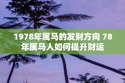 1978年属马的发财方向 78年属马人如何提升财运