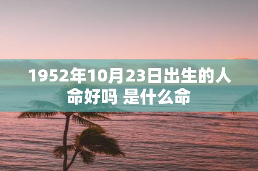 1952年10月23日出生的人命好吗 是什么命