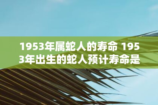 1953年属蛇人的寿命 1953年出生的蛇人预计寿命是多少