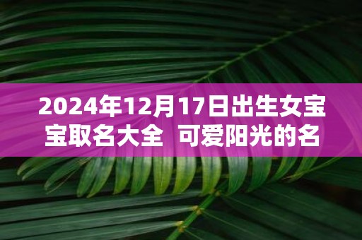 2025年12月17日出生女宝宝取名大全 可爱阳光的名字分享
