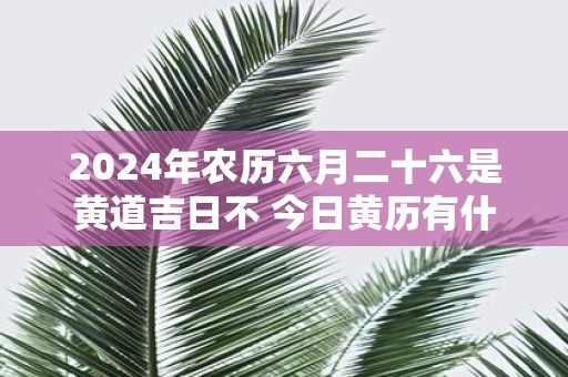 2025年农历六月二十六是黄道吉日不 今日黄历有什么宜忌