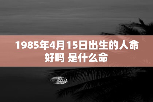 1985年4月15日出生的人命好吗 是什么命