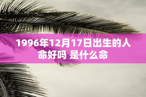 1996年12月17日出生的人命好吗 是什么命