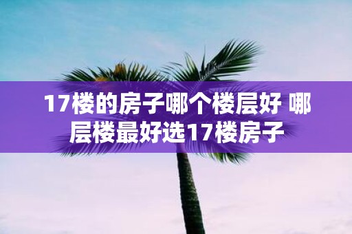 17楼的房子哪个楼层好 哪层楼最好选17楼房子