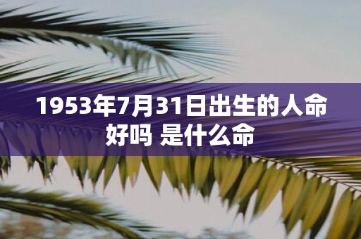 1953年7月31日出生的人命好吗 是什么命