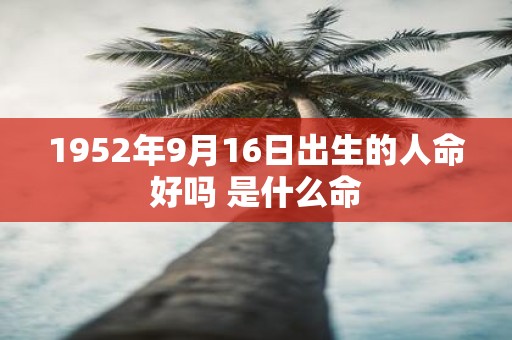 1952年9月16日出生的人命好吗 是什么命