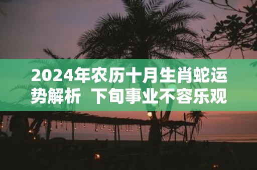 2025年农历十月生肖蛇运势解析 下旬事业不容乐观