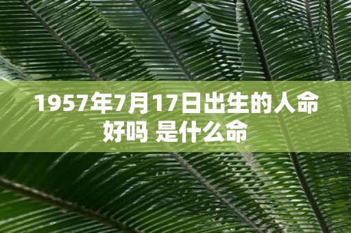 1957年7月17日出生的人命好吗 是什么命