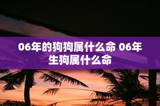 06年的狗狗属什么命 06年生狗属什么命