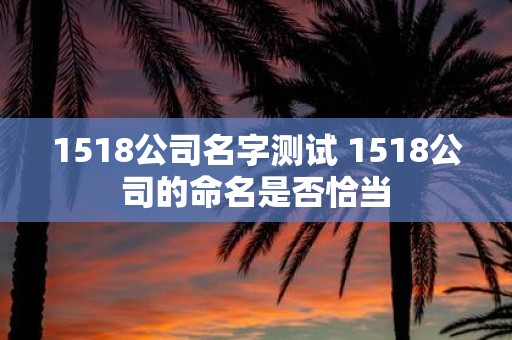 1518公司名字测试 1518公司的命名是否恰当