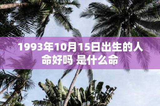 1993年10月15日出生的人命好吗 是什么命