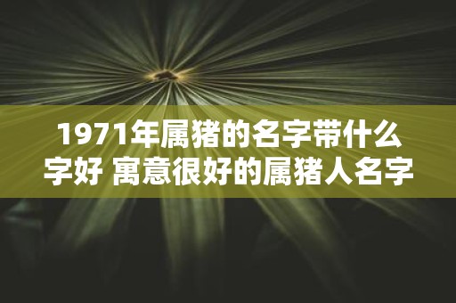 1971年属猪的名字带什么字好 寓意很好的属猪人名字