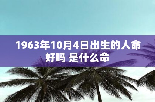 1963年10月4日出生的人命好吗 是什么命