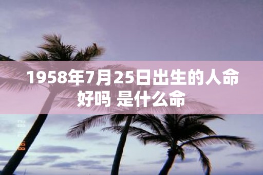 1958年7月25日出生的人命好吗 是什么命