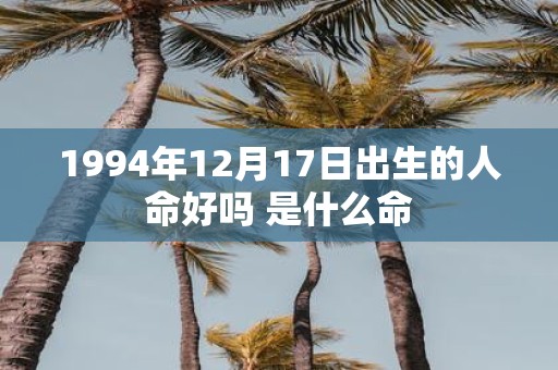 1994年12月17日出生的人命好吗 是什么命