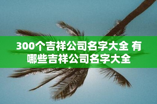 300个吉祥公司名字大全 有哪些吉祥公司名字大全