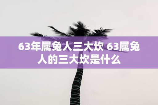 63年属兔人三大坎 63属兔人的三大坎是什么