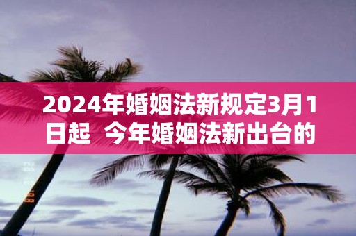 2025年婚姻法新规定3月1日起 今年婚姻法新出台的4个规定