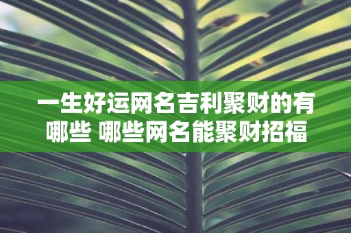 一生好运网名吉利聚财的有哪些 哪些网名能聚财招福