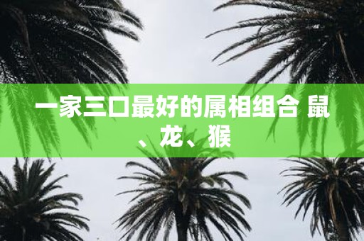 一家三口最好的属相组合 鼠、龙、猴