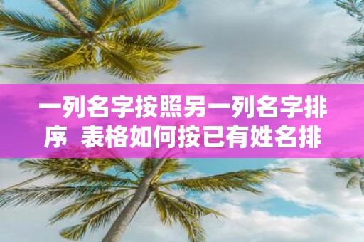 一列名字按照另一列名字排序 表格如何按已有姓名排序