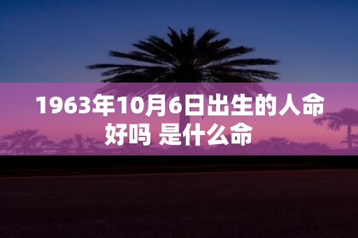 1963年10月6日出生的人命好吗 是什么命