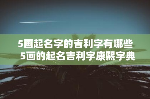 5画起名字的吉利字有哪些 5画的起名吉利字康熙字典