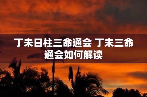 丁未日柱三命通会 丁未三命通会如何解读