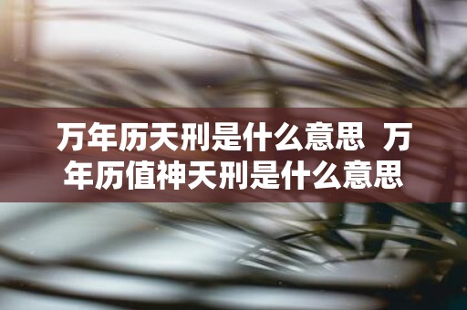 万年历天刑是什么意思 万年历值神天刑是什么意思