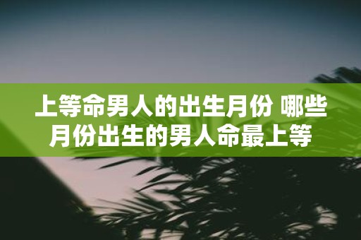 上等命男人的出生月份 哪些月份出生的男人命最上等