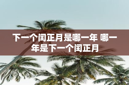 下一个闰正月是哪一年 哪一年是下一个闰正月
