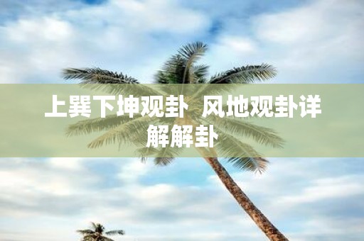 上巽下坤观卦 风地观卦详解解卦