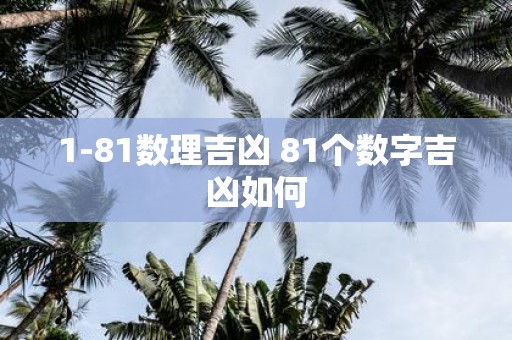 1-81数理吉凶 81个数字吉凶如何