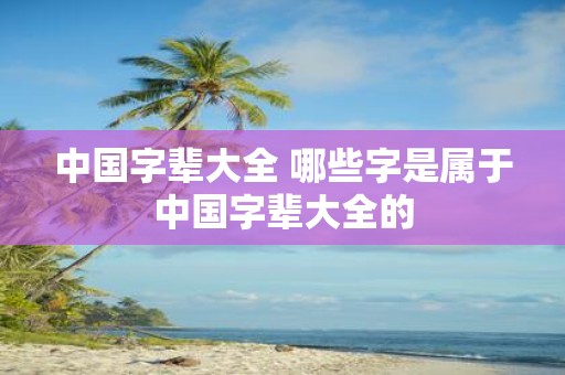 中国字辈大全 哪些字是属于中国字辈大全的