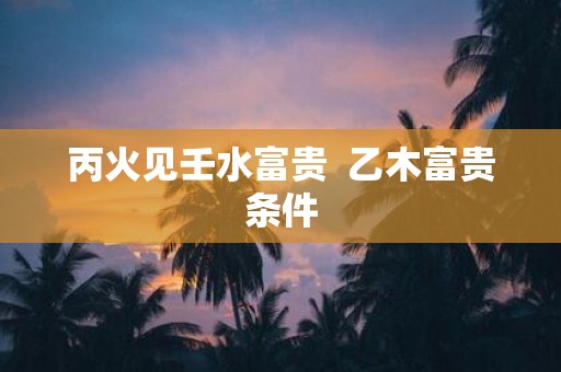 丙火见壬水富贵 乙木富贵条件