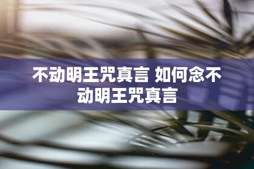 不动明王咒真言 如何念不动明王咒真言
