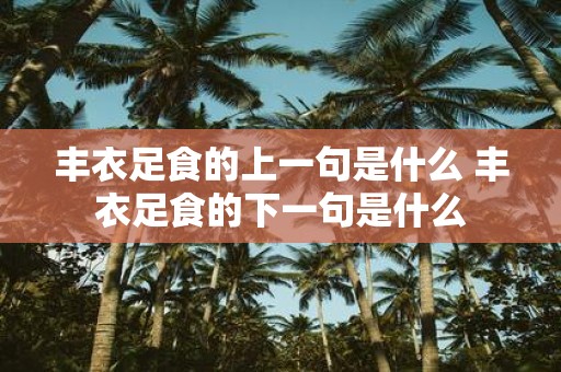丰衣足食的上一句是什么 丰衣足食的下一句是什么