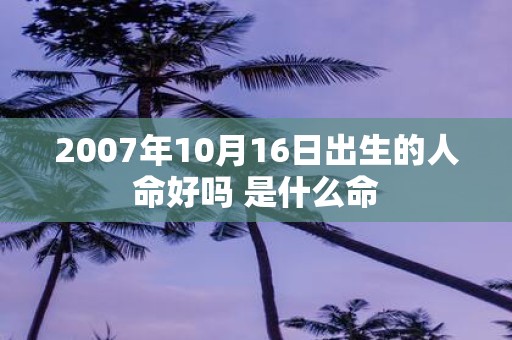 2007年10月16日出生的人命好吗 是什么命