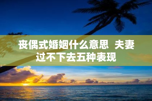 丧偶式婚姻什么意思 夫妻过不下去五种表现