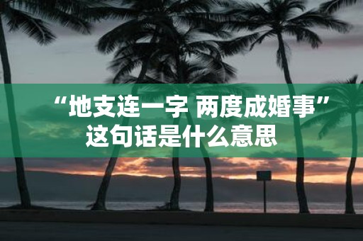 “地支连一字 两度成婚事”这句话是什么意思