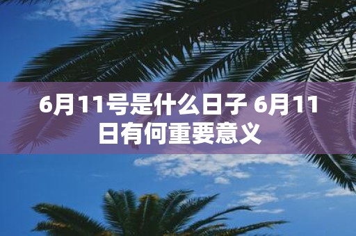 6月11号是什么日子 6月11日有何重要意义