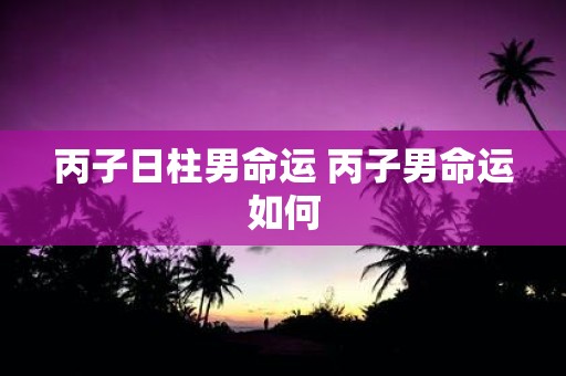 丙子日柱男命运 丙子男命运如何