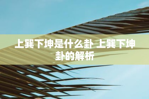 上巽下坤是什么卦 上巽下坤卦的解析